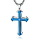 thumbnail image 1 of Collar OLEVS con colgante en forma de cruz azul de acero inoxidable para hombre, 1 of 7