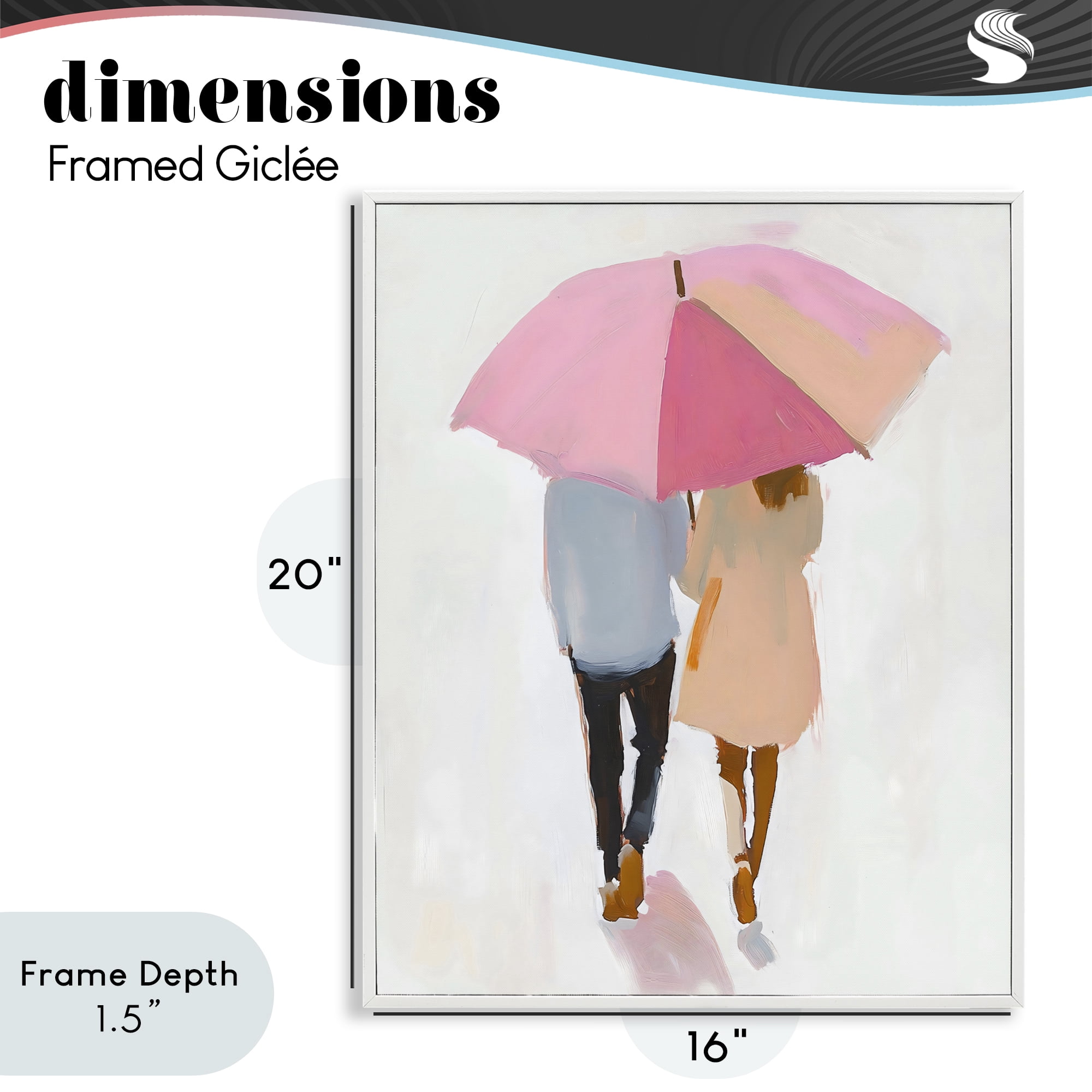 Stupell Industries Couple Stroll Under Umbrella White Framed Giclee Art, design by The Prints Vibe