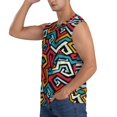 thumbnail image 3 of Lsque Geometry Print Men's Cotton Blend Sleeveless Muscle Shirts (S-3XL)- Moisture Wicking, Odor Protection, UPF 30+,Small, 3 of 8
