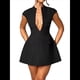 thumbnail image 3 of Vestido Mini de Verano Sexy para Mujer, con Mangas , Escote en V Profundo y Cremallera, Corte A, Ajustado, para Fiesta Negro L, 3 of 7