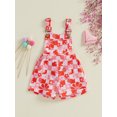 thumbnail image 2 of Suealasg Little Girl Overalls Sleeveless Square Neck Floral Print Suspender Romper Toddler Kids Girl Summer Jumpsuit, 2 of 7