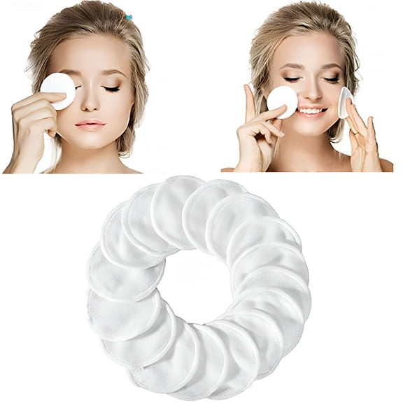 RAGUPEL Reusable Makeup Remover Pads 10 Pcs,Natural Bamboo Cotton Rounds,Reusable Cotton Pads for Face Wipes (White)