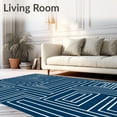 thumbnail image 2 of ODIKA 6'x9' Machine Washable Non-Slip Area Rug, Modern Interlocking Maze Design with Abstract Motifs High Traffic Rug with Pad, Blue, 594896, 2 of 8