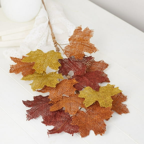 Burlap Fabric Maple Leaf Spray for Fall Harvest Décor by Factory Direct Craft