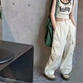 thumbnail image 3 of GYRATEDREAM Girls Cargo Pants Wide Leg Streetwear Kids Pants with Pockets Lightweight Outdoor Jogger Pants 6-14 Years, 3 of 5