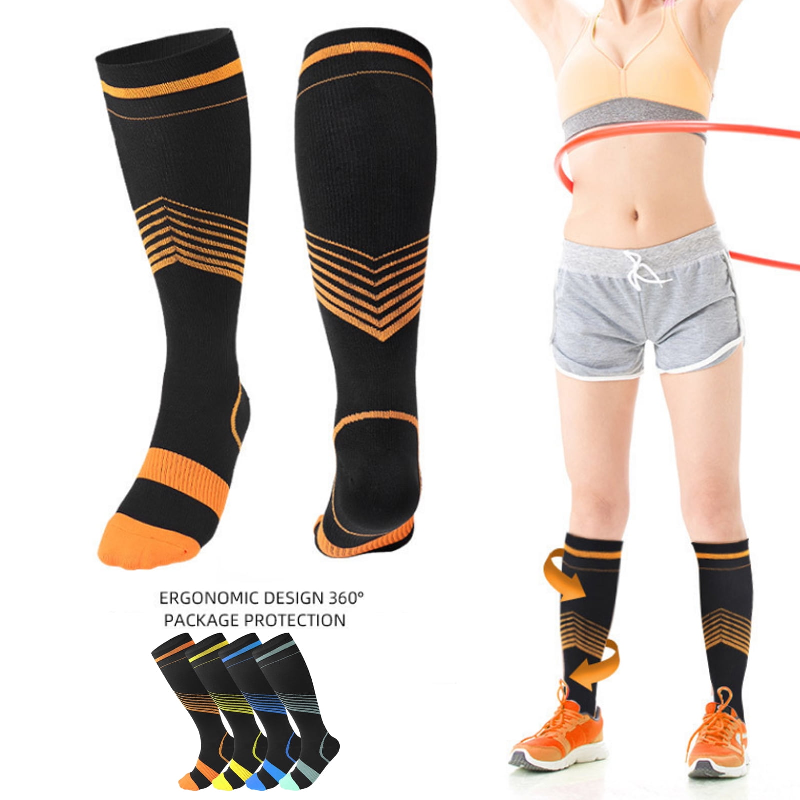 Evolyline Lot de 3 paires de chaussettes de compression pour
