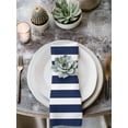 thumbnail image 2 of Navy Blue Stripe Cloth Napkins Set of 6 Reusable Dinner Napkins, Modern Simple Geometric White Striped Cocktail Napkin Washable Table Napkins for Wedding/Holiday Party/Baby Shower 20"x20", 2 of 7