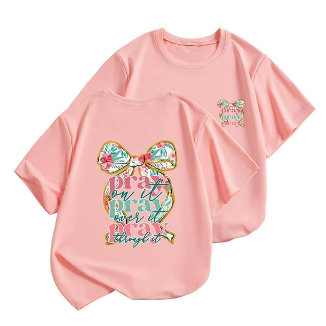 TZEWGL Tops For Child Short Sleeved T Shirt Print Crewneck Top For Newborns size 6-7T