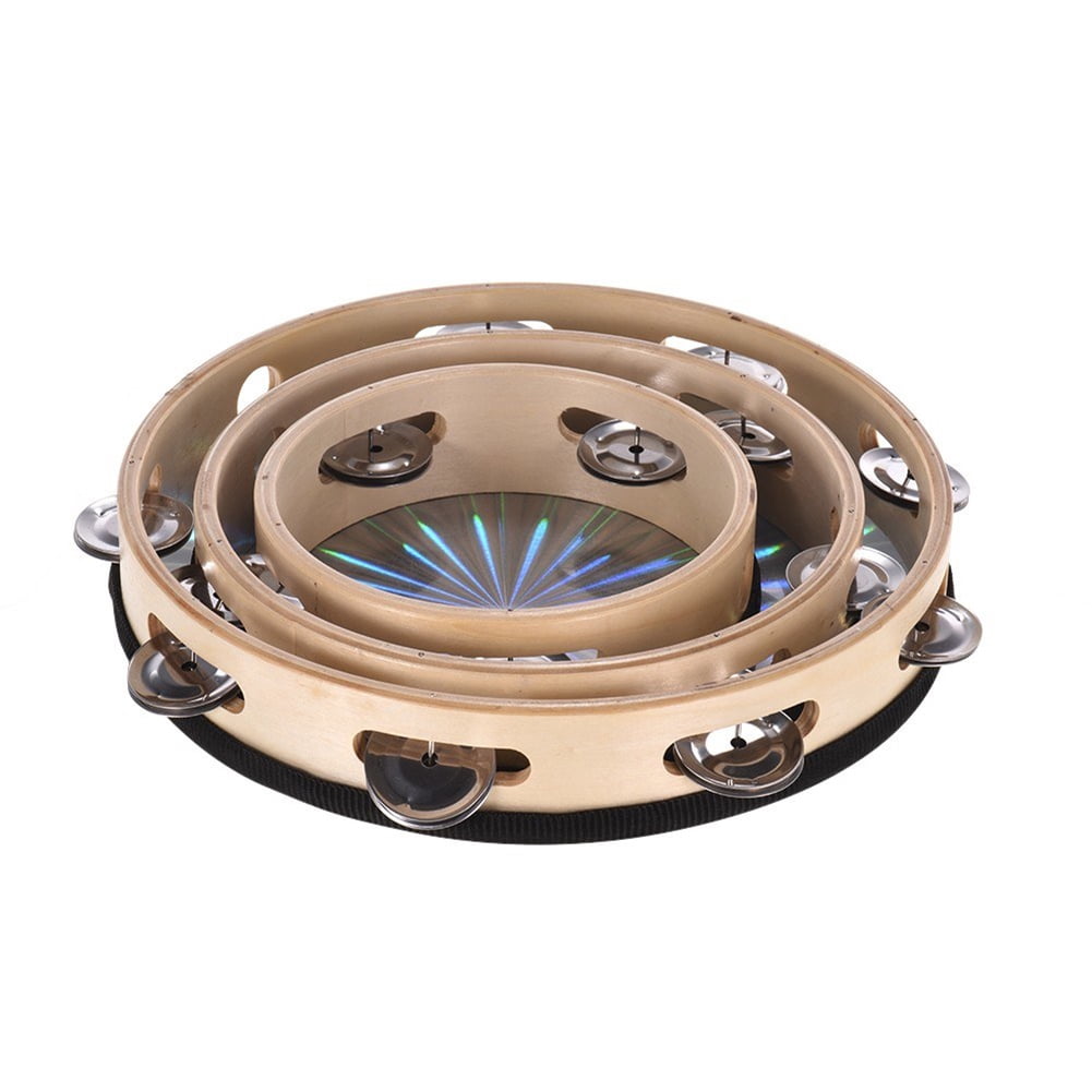AYYUFE 10inch Reflective Tambourine Single Row Bell Jingle Percussion Instruments