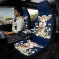 thumbnail image 2 of Xixirimido Car Seat Cover Set of 5 Pieces Front Seat Covers with Matching Seat Belt and Center Console Covers PU Leather Fits Most Vehicles, Alpaca Daisy Blue, 2 of 8