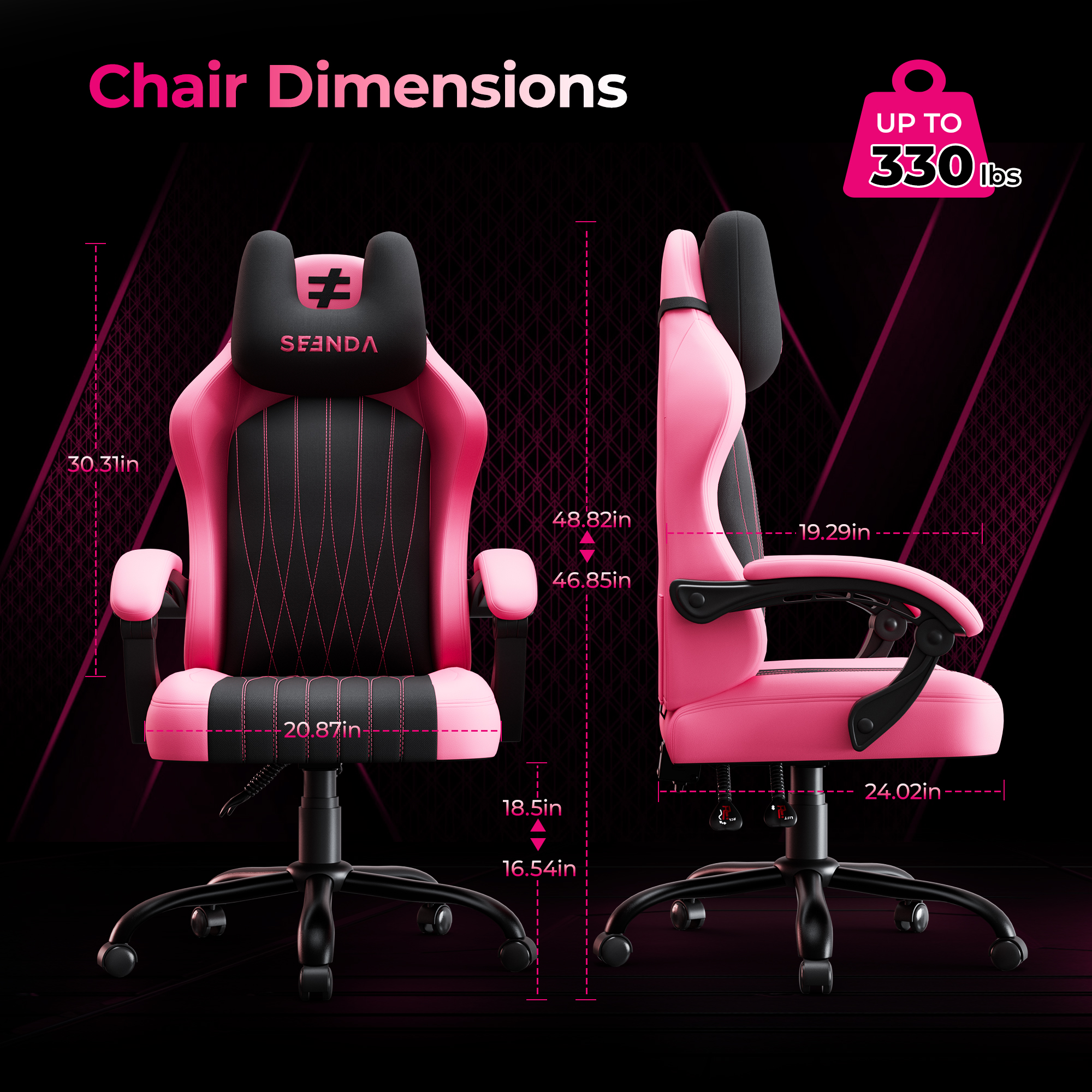 Seenda Gaming Chair, Fabric Comfy Video Gaming Chair, High Back Computer Chair, Adjustable Swivel Office Desk Chair with Headrest and Lumbar Support