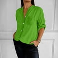 thumbnail image 2 of BYHONG Long Sleeve Shirts for Women Plus Button Down Shirts Plaid Shackets Business Casual Blouse Top Green XXXL, 2 of 5