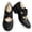 Black, variant on Womens Crisscross Elastic Strap Block Heel Mary Jane Shoes Square Toe Faux Leather Mid Heel Pumps Slip On Closed Toe Casual Dress Shoes for Office Daily