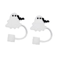 thumbnail image 4 of veasfak 2 Pieces Ghost Silicone Straw Toppers Parties Reusable Ghost Straw Cover Cap Bat, 4 of 9