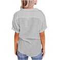 thumbnail image 4 of Vestidos Casuales Para Mujer, Blusas De Mujer De Moda Blusa de verano tipo túnica de lino con botones y manga corta y cuello en V para mujer, 4 of 7