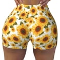 thumbnail image 2 of Honeii Yellow Polka Dot Sunflower Print Women's Workout Shorts, Gym Shorts for Active Wear, Sports Shorts,Women's Running Shorts,Quick Dry Athletic Shorts-Small, 2 of 8