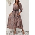 thumbnail image 3 of Womens Bohemian Button Down Tassel Belt Printed Maxi Dress (M, MultiBrown), 3 of 9