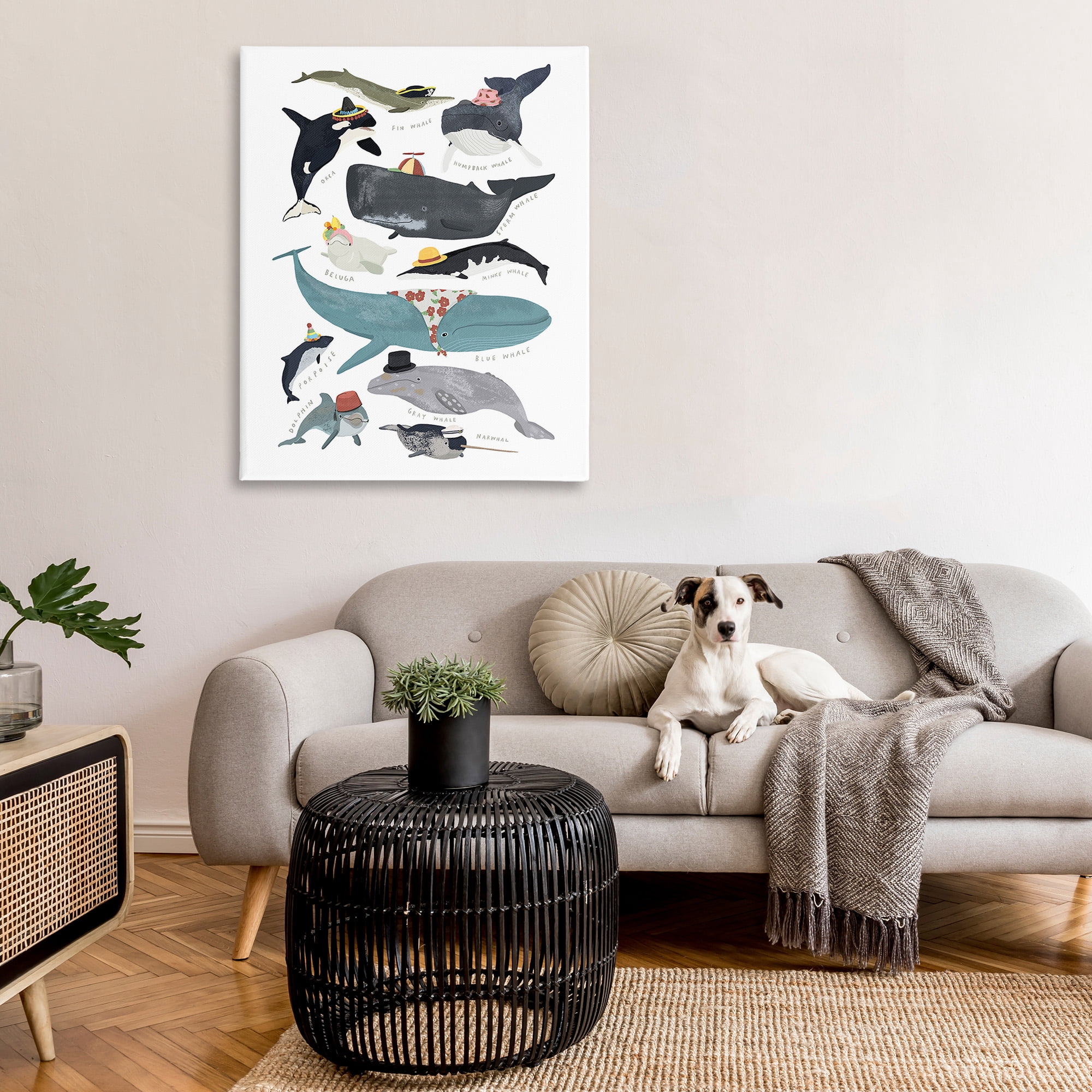 Stupell Industries Fashionable Sea Creatures Animals & Insects Painting Gallery Wrapped Canvas Art Print Wall Art, 36 x 48