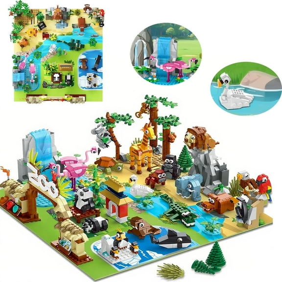 Hogokids Zoo Party Animals Building Blocks for Adults and Kids Aged 6-8
