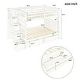 thumbnail image 3 of Full Over Full Bunk Bed with Shelves & 6 Storage Drawers, Solid Wooden Bunk Bed Frame with Storag Staircase & Safety Guardrail, Detachable Bunk Beds for Kids Teens Adults, White, 3 of 9
