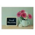 thumbnail image 3 of Saying Cutting Board, Blackboard the Phrase Morning Written on It Next to Vase Fresh Flowers, Decorative Tempered Glass Cutting and Serving Board, Small Size, Multicolor, by Ambesonne, 3 of 5