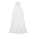 thumbnail image 4 of Huangx Women's Halter Neck Cover Up Dress - V Neck Summer Beach Sundress with Side Pockets, Casual Coastal Vacation Outfit White XXL, 4 of 7