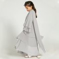 thumbnail image 4 of Vestido Abaya IDOPIP para niñas musulmanas de chifón gris de 9 a 10 años con hiyab, 4 of 7