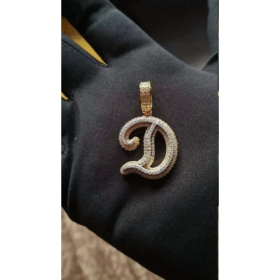 2Ct Diamond Initial D Letter Alphabet King Crown Pendant 14k Yellow Gold Finish