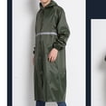 thumbnail image 3 of Long Rain Coat Thickened Raincoat Long Rain Jacket Reusable Rain Poncho Rain Cape Long Rain Coat Thickened Reflective Raincoat Reusable Poncho Waterproof Stylish Long Rain Jacket ANGGREK Verde militar L, 3 of 5