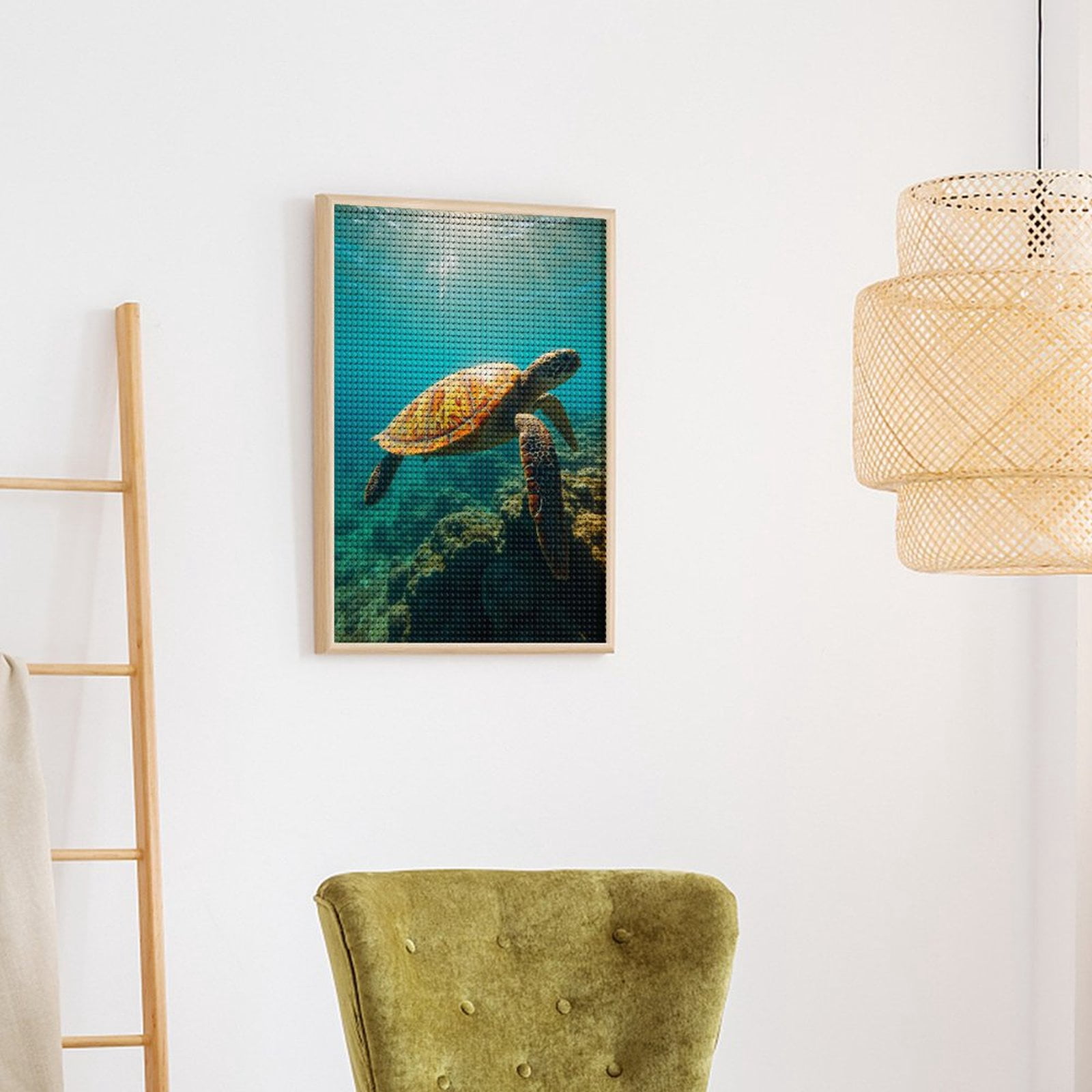 Diamond Art Kits for Adults, Sea Turtle Swimming Underwater 5D Diamond Painting Kits for Adults Beginners, DIY Full Drill Diamond Painting, Gem Art and Crafts 12x16