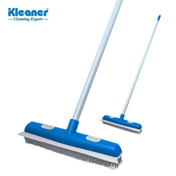 Kleaner  Silicone Broom with Long Handle – Multi-Surface Rubber Bristle Floor Brush for Pet Hair, Dust, and Water Cleaning – Adjustable Handle Sweeper for Home, Office & Outdoor Use (Bl