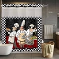 Abstract No Hook Shower Curtain with Snap in Liner, Cartoon Style Chef ...