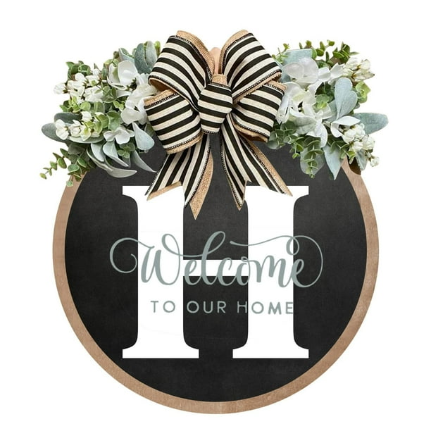 Fiudx Corona de Apellidos, Decoración Personalizada para Puerta de Entrada, Placa Colgante con Monograma, Bendiciones para Todo El Año, Boda, Inauguración de La Casa, Regalo de Aniversario, Tamaño 30