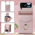 thumbnail image 2 of Allytech Galaxy Z Flip 3 Wallet Case With 1 Pcs Camera Screen Protector - Multiple Cards Slots Shoulder Strap Ring Holder Stand Protective Wallet Case for Samsung Galaxy Z Flip 3 - Rosegold, 2 of 9