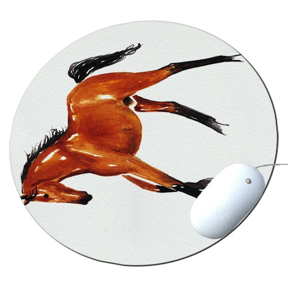 KuzmarK Round Mousepad / Hot Pad / Trivet - Abstract Bay Warmblood Horse Equine Art by Denise Every