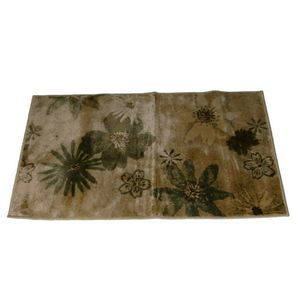 Brumlow Home Rich Tan & Green Floral Throw Accent Rug Area Mat