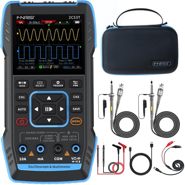 Osciloscopio portátil FNIRSI 2C53T con ancho de banda mejorado de 50 MHz