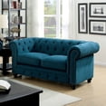 thumbnail image 3 of Miekor Furniture Contemporary Dark Teal Color 1pc Loveseat Button Tufted Couch Rolled Arms Nailhead Trim Leatherette 38507, 3 of 6