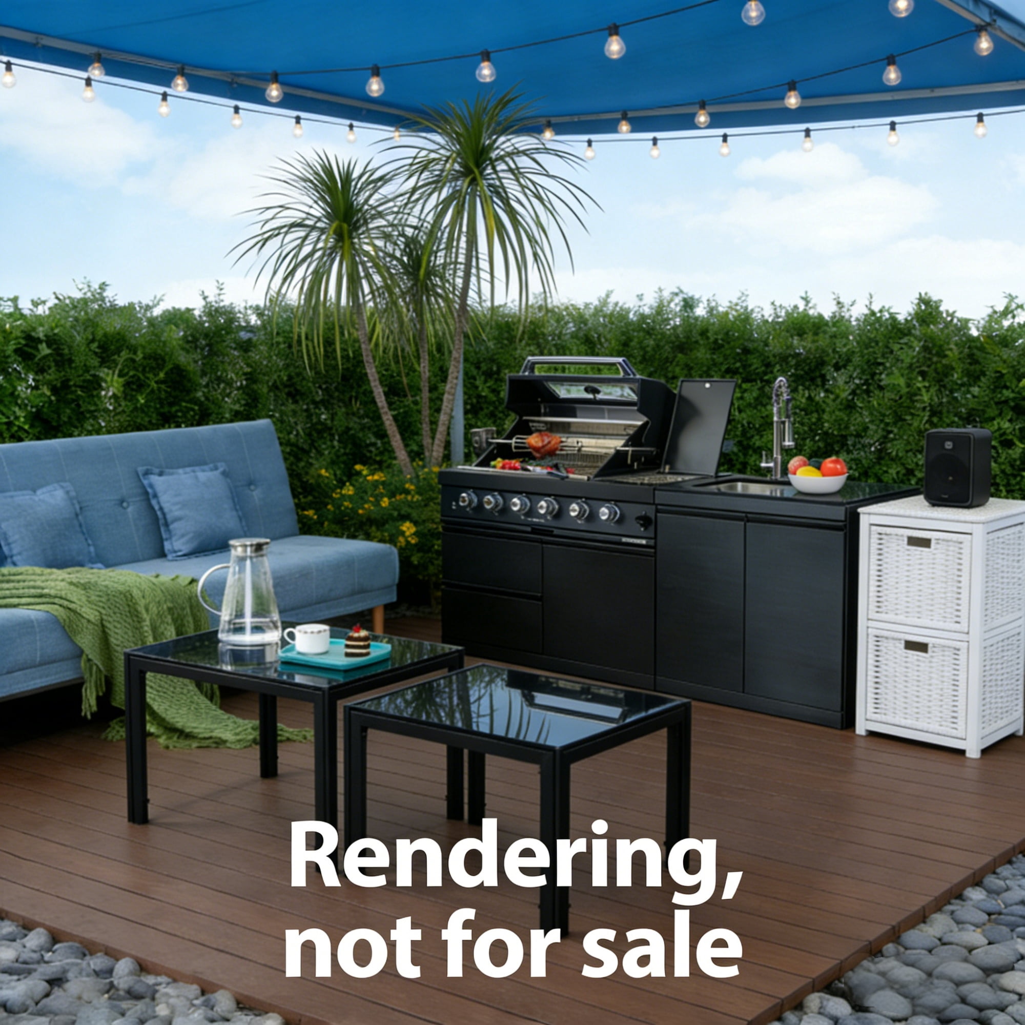 Black galaxy granite countertops, 43-inch island gas grill, Six Burners Grill 85000BUT (LTL carry）