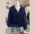 thumbnail image 5 of MEZZALL Women Sweatshirts Solid Color Long Sleeve Half Zip Lapel Collar Pullover Casual Loose Fit Outerwear Tops Autumn Winter Fashion Comfortable Soft Basic Daily Outdoor Cozy Travel, 5 of 7