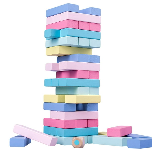 Juego de mesa de aprendizaje para niños con bloques de madera apilables y torres de clasificación de formas. Multi