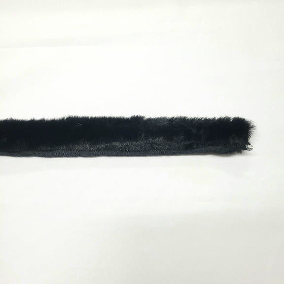 Fur Trim - 1" Wide Black Fur Trim With Sew-In Lip Edging Faux Fake Fur Trims Trimming By the Yard (M406.07)