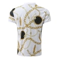 thumbnail image 5 of Mens Workout Shirt Fashion Zipper Turn-Down Printing Strip Raglan Short Sleeve Mens Sprimg Clothing,Yellow,2XL, 5 of 7