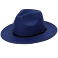 thumbnail image 2 of BLTIBY Classic Felt Fedora Hats for Men Women Solid Color Wool Floppy Wide Brim Panama Hat with Belt Buckle Blue One Size, 2 of 2