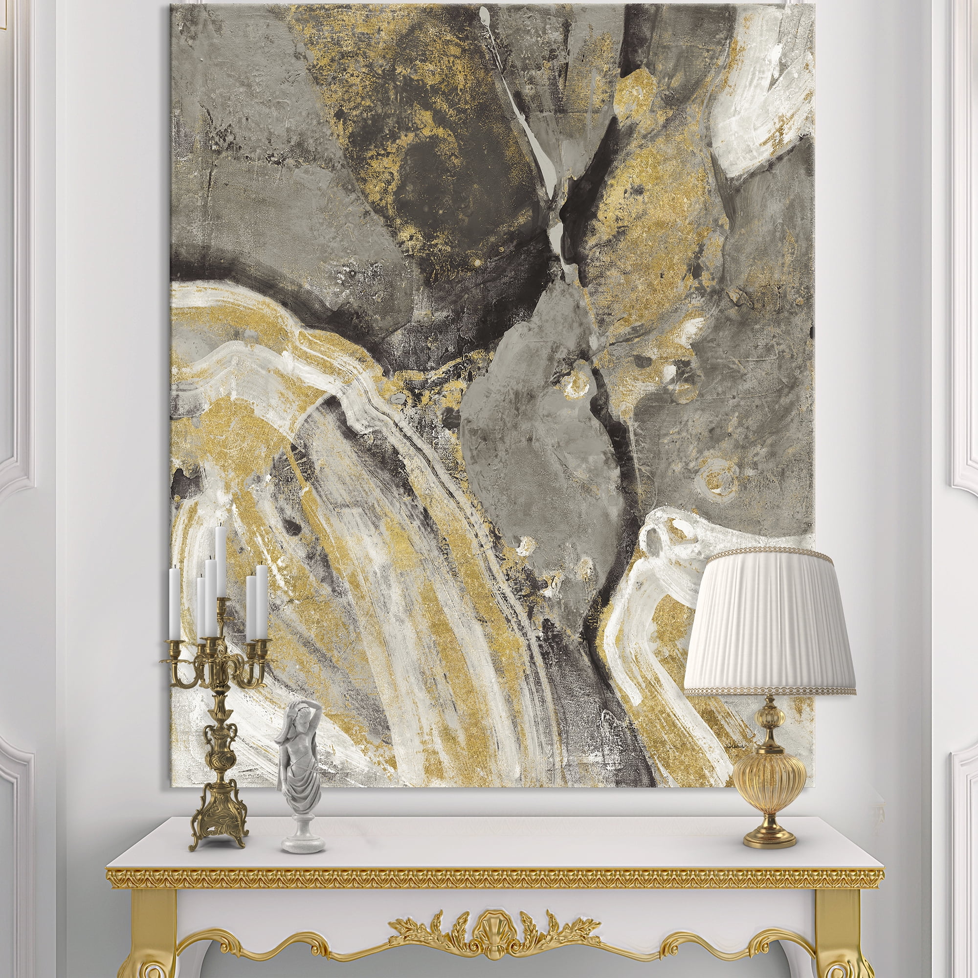 Designart 'Glam Phoenix Neutral' Modern Glam Premium Canvas Wall Art