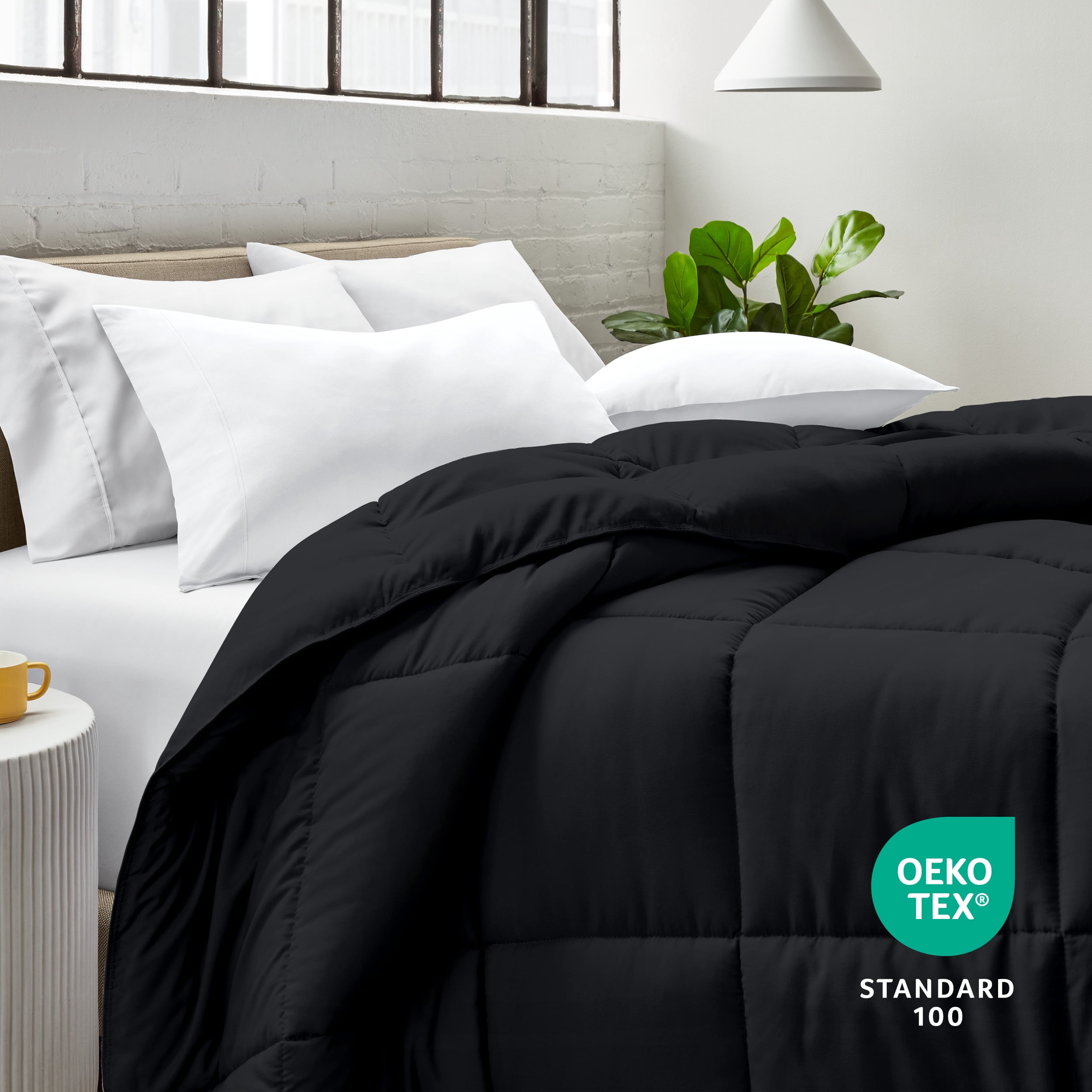 Bare Home Ultra-Soft 1800 Collection Down Alternative Comforter Duvet Insert - Full, Black