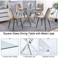 thumbnail image 5 of 36'' Square Dining Table for 2-4, X-Shape Silver Metal Legs, Glass Tea Table Square Kitchen Table for Small Space, 5 of 14