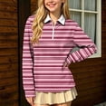 thumbnail image 6 of SERTGUTR Girls Striped Half Zip Shirt, Long Sleeve Turn Down Collar Top, Loose Casual School Uniform Shirt, Everyday Outdoor Daily Shirt, 6 of 9