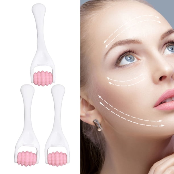 Rodillo de Masaje Muscular facial de 3 piezas, Rodillo de Masaje para facial para ojos, Ligero y portátil para viajar a masa