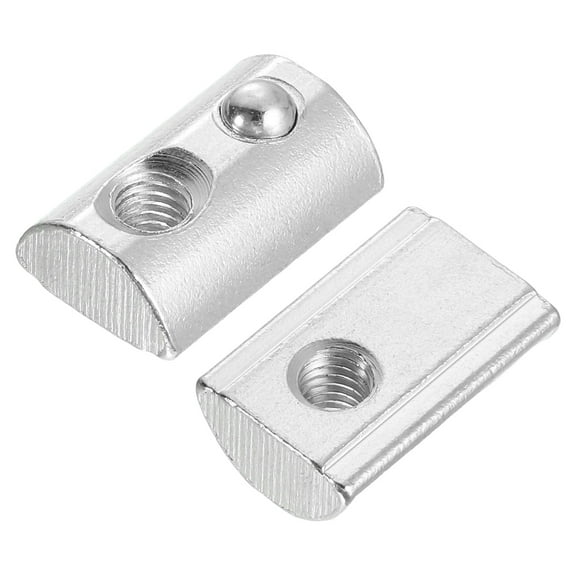 Uxcell M6 T Spring Nut, 10 Pack 4545 Series Half Round Roll in Spring Nut, Carbon Steel Nickel Plated Roll Ball Elastic Nut with Slot 10mm for 4545 Series Aluminum Extrusion Profile